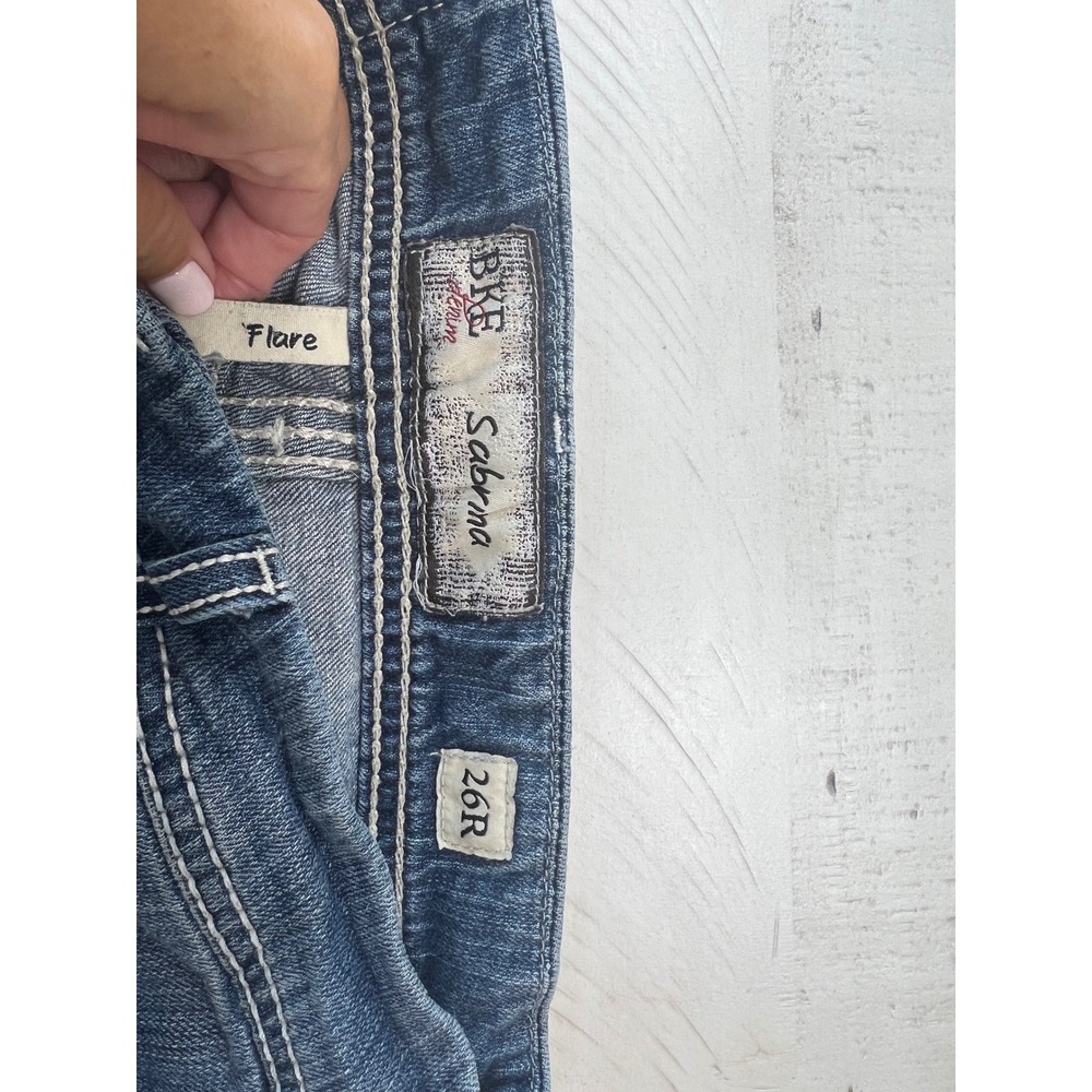 BKE Sabrina Flare Jeans Womens 26R Medium Wash Blue Denim Low Rise - Picture 4 of 9